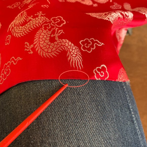 Red Silk Sleeveless Cheongsam Qipao Dress with Silver Dragon Jacquard Pattern - Picture 13 of 14